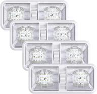 🚐 leisure led 4 pack rv led ceiling double dome light fixture: car/rv/trailer/camper/boat interior lighting, natural white 4000-4500k, 48x2835smd, dc 12v with on/off switch logo