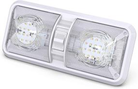 img 3 attached to 🚐 Отдых LED 4 шт. RV LED потолочный светильник Double Dome: автомобиль/RV/прицеп/кемпер/лодка внутреннее освещение, натурально-белый 4000-4500K, 48X2835SMD, постоянный ток 12В с выключателем