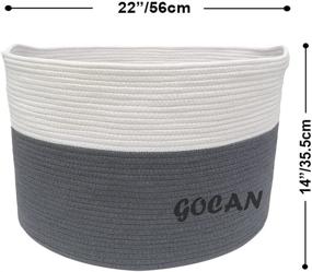 img 3 attached to 🧺 GOCAN Extra Large Cotton Rope Woven Laundry Basket 22"x 22"x 14" XXXL - Grey/Beige, Storage Basket with Handles for Living Room