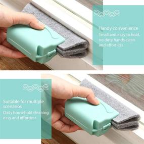 img 1 attached to 🪟 Efficient Hand-held Window Groove Cleaning Brush - Magic Scrubber for Door, Window Slides, and Gaps (6 Pieces, Light Blue)