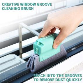 img 2 attached to 🪟 Efficient Hand-held Window Groove Cleaning Brush - Magic Scrubber for Door, Window Slides, and Gaps (6 Pieces, Light Blue)