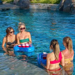 img 3 attached to 🍻 GoPong Pool Pong Rack Floating Beer Pong Set: Fun Blue Set with 2 Rafts and 3 Pong Balls