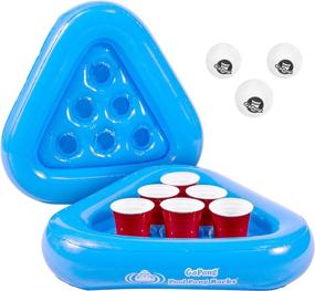 img 4 attached to 🍻 GoPong Pool Pong Rack Floating Beer Pong Set: Fun Blue Set with 2 Rafts and 3 Pong Balls