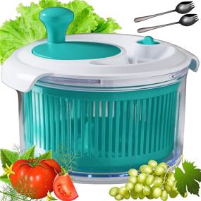 img 4 attached to 🥗 High-Quality Salad Spinner | Top Rated Medium-Sized Spinners with Efficient Mechanical Wheel and 2pc Fork Spoons - 8.5 Inch Diameter