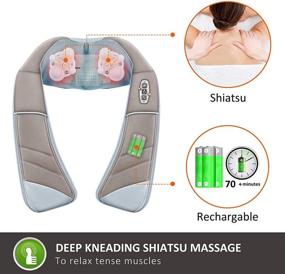 img 3 attached to Snailax Cordless Neck Massager with Heat - Wireless Shiatsu 🔌 Massager for Neck, Shoulders, and Back - Portable Electric Massage Pillow