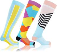 🧦 colorful 3x-large plus size compression socks for wide calf - 20-30 mmhg knee high support circulation - women men 2xl 3xl 4xl 5xl logo