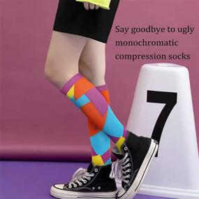 img 3 attached to 🧦 Colorful 3X-Large Plus Size Compression Socks for Wide Calf - 20-30 mmHg Knee High Support Circulation - Women Men 2XL 3XL 4XL 5XL