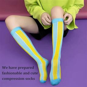 img 2 attached to 🧦 Colorful 3X-Large Plus Size Compression Socks for Wide Calf - 20-30 mmHg Knee High Support Circulation - Women Men 2XL 3XL 4XL 5XL