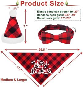 img 2 attached to Malier Christmas Dog Bandana and Hat Set - Classic Plaid Scarf, Triangle 🎅 Bibs, Bow Tie Collar for Small, Medium, Large Dogs - Pet Costume Accessories, 3 Pack