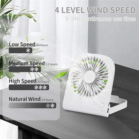 img 2 attached to 💨 Compact 180° Foldable Desk Fan with USB Charging, 4800mAh Battery & 4 Speeds – Ideal for Office, Home, and Outdoor Use (White)