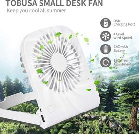 img 3 attached to 💨 Compact 180° Foldable Desk Fan with USB Charging, 4800mAh Battery & 4 Speeds – Ideal for Office, Home, and Outdoor Use (White)