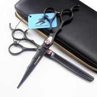 ✂️ left handed barber hair cutting scissors & thinning shears (2pcs) - 7.0 inch japan 440c steel professional chunker salon tools for left-handed hairdresser logo