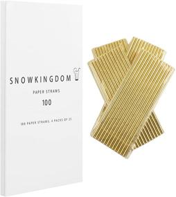 img 4 attached to 🥤 Строитель "Snowkingdom Gold Paper Straws: металлическая фольга 100 штук, биоразлагаемые, декоративные материалы для напитков и вечеринок - палочки для кейк-попсов, упаковка из 4 штук (25 штук каждая) в коробке