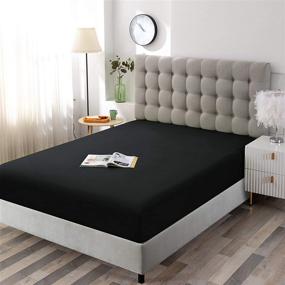 img 3 attached to 🛏️ Простыня Queen Size Sfoothome Black, с подходящими уголками, 14-дюймовым карманом, микрофибра