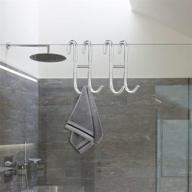 🚿 2 pack shower door hooks: pynsseu bathroom towel hook over the door, ideal for squeegee, glass doors, and bathroom towel rack logo