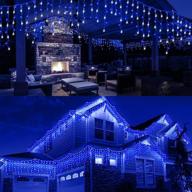 🎄 maoyue 34 ft blue and white icicle lights with timer - waterproof christmas decorations for outdoor, house, yard - 420 led christmas lights, 8 modes, 80 drops logo