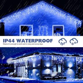 img 1 attached to 🎄 MAOYUE 34 ft Blue and White Icicle Lights with Timer - Waterproof Christmas Decorations for Outdoor, House, Yard - 420 LED Christmas Lights, 8 Modes, 80 Drops