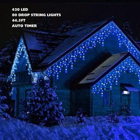 img 2 attached to 🎄 MAOYUE 34 ft Blue and White Icicle Lights with Timer - Waterproof Christmas Decorations for Outdoor, House, Yard - 420 LED Christmas Lights, 8 Modes, 80 Drops