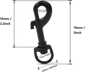 img 3 attached to 🔗 Bikicoco 3/5" Swivel Bolt Snap Hook Lobster Claw Clasp Trigger Spring Loaded Clip, D-Ring Ended, Black - Pack of 10: Perfect for Keys, Key Chains, Tags, and Lanyards