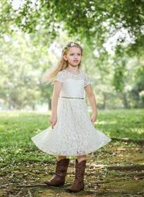 img 3 attached to Lace Sleeveless Rustic Flower Girl Dress for Bridesmaids by Bow Dream