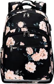 img 4 attached to 🎒 Рюкзак для ноутбука BLUBOON женский 15,6 дюйма - цветочный колледж-школьная сумка с портом USB и разъемом для наушников, идеально подходит для деловых поездок