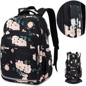 img 3 attached to 🎒 Рюкзак для ноутбука BLUBOON женский 15,6 дюйма - цветочный колледж-школьная сумка с портом USB и разъемом для наушников, идеально подходит для деловых поездок