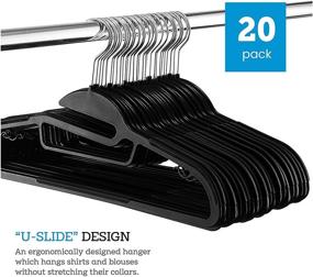 img 2 attached to 👔 Premium Rubber Coated Plastic Hangers: 20 Pk Non-Slip U-Slide Design, Ultra Thin Space-Saving Suit & Pants Hanger, Heavy Duty Coat Hanger with Strap Hooks and 360° Hook