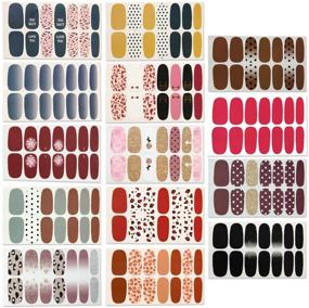 img 4 attached to 💅 14-Pack of Self-Adhesive Nail Art Decals Strips - Full Wraps Nail Polish Stickers