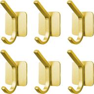 🔑 vaehold adhesive hooks: waterproof aluminum wall hooks for heavy-duty hanging of coats, hats, towels, robes, keys, clothes, closet - ideal wall mount for home, kitchen, bathroom, office (pack of 6, gold) логотип