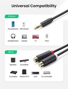 img 3 attached to 🎧 UGREEN 3.5mm Male to 2 RCA Female Jack Stereo Audio Cable Y Adapter - Gold Plated Red and White - Headphone Cord Compatible with iPhone iPod iPad MP3 TV DVD Player DJ Controller Mixer Speaker - 0.8 Feet