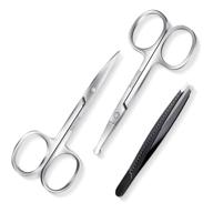 🔪 precision grooming scissors set for men and women - curved nose hair, eyebrow, mustache, eyelashes, beard trimmer scissors kit with safety blunt tip nail scissors, including eyebrow tweezers logo