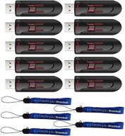 📦 10-pack of sandisk 64gb cruzer glide 3.0 usb flash drives for laptop computers with usb 2.0/3.0 port (model: sdcz600-064g-g35), including (5) everything but stromboli (tm) lanyards logo