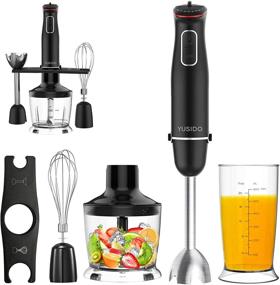 img 4 attached to 🔪 YUSIDO 800 Watt Immersion Hand Blender with Titanium Steel Blades - 4-In-1 Food Processor Combo for Smoothies, Whisking, Chopping, Soups, Juicing, Ice Crushing (Red)