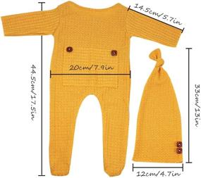 img 2 attached to 👶 Детские пижамки "Baby Jammies" с длинным хвостиком и шапочкой для фотосессии, новорожденное платье для фотопропа - Имбирный, набор для малышей: вязаная шапочка и штаны.