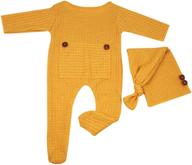 👶 детские пижамки "baby jammies" с длинным хвостиком и шапочкой для фотосессии, новорожденное платье для фотопропа - имбирный, набор для малышей: вязаная шапочка и штаны. логотип