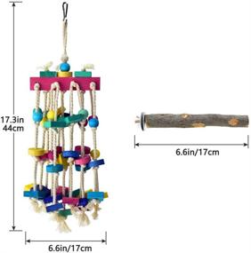 img 3 attached to KATUMO Bird Chewing Toy with Bird Perch Wood Stand, Parrot Cage Bite Toys Colorful Wooden Blocks Bird Parrot Toys for Small and Medium Parrots and Birds