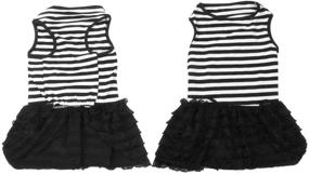 img 3 attached to 👗 Uxcell Large White/Black Pet Dress with Lace Stripe Print - Fashionable and stylish pet apparel