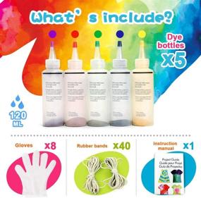 img 2 attached to 🎨 5-Color Tie Dye Kits for Kids and Adults - Souarts DIY Fabric Dye Set with Rubber Bands, Gloves, and Table Covers - Perfect Birthday Gift for Tie Dye Art