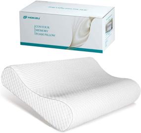 img 4 attached to 🌙 HOKIZU Queen Ergonomic Contour Memory Foam Pillow - 26/15 inches, Neck and Shoulder Pain Relief, Sleep Bed Pillow for Side, Back, Stomach Sleepers - Washable Pillowcase (White)