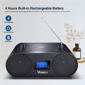 img 3 attached to 🎶 Vanku Портативное аудио устройство с Bluetooth, подзаряжаемый Boombox: CD плеер с беспроводным стримингом, FM радио, USB AUX, разъемом для наушников - поддерживает MP3, Sleep Timer