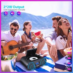 img 2 attached to 🎶 Vanku Портативное аудио устройство с Bluetooth, подзаряжаемый Boombox: CD плеер с беспроводным стримингом, FM радио, USB AUX, разъемом для наушников - поддерживает MP3, Sleep Timer