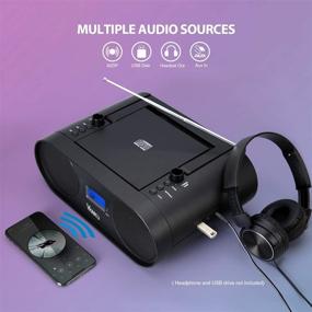 img 1 attached to 🎶 Vanku Портативное аудио устройство с Bluetooth, подзаряжаемый Boombox: CD плеер с беспроводным стримингом, FM радио, USB AUX, разъемом для наушников - поддерживает MP3, Sleep Timer