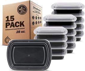 img 4 attached to Freshware 15 Pack 1 Compartment Food Storage Containers with Lids - BPA Free, Stackable, Microwave/Dishwasher/Freezer Safe (28 oz) - Meal Prep & Bento Box Solution