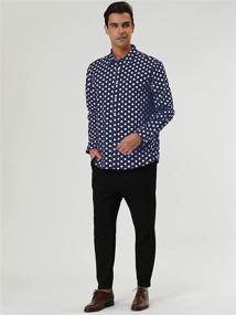 img 1 attached to Uxcell Polka Button Front Textured Fitted Men's Clothing in Shirts
