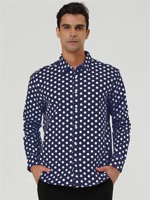 img 3 attached to Uxcell Polka Button Front Textured Fitted Men's Clothing in Shirts