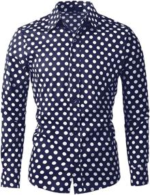 img 4 attached to Uxcell Polka Button Front Textured Fitted Men's Clothing in Shirts