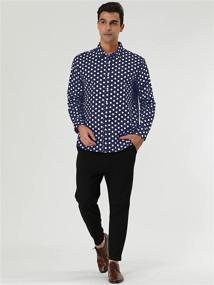 img 2 attached to Uxcell Polka Button Front Textured Fitted Men's Clothing in Shirts
