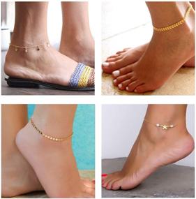 img 3 attached to Adjustable 12Pcs Ankle Bracelets for Women Girls - Gold and Silver Chain Beach Anklet Bracelet Set - Stylish Jewelry Anklet Set with Two Styles