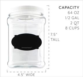 img 2 attached to 🏺 Cornucopia Brands 3-Pack Square 64 Oz 1/2 Gallon Plastic Canisters, Clear Jars with White Plastic Lids & Chalk Labels, BPA-Free Lightweight PET #1 Plastic, 8-Cup Capacity