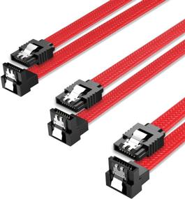 img 4 attached to QIVYNSRY 3PACK SATA кабель III 3 упаковка: 90 градусов под прямым углом 6Gbps SATA кабель данных с замком на 50 см/18 дюймов, красный - идеально подходит для SATA HDD, SSD, CD-приводов и писателей